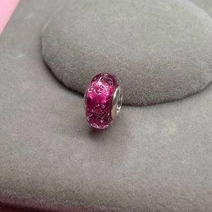 Authentic Pandora Wavy Fancy Pink Murano Glass Charm